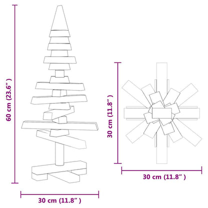 vidaXL Wooden Christmas Tree Solid Pine Wood Natural with Unfinished - Brown - 60 cm