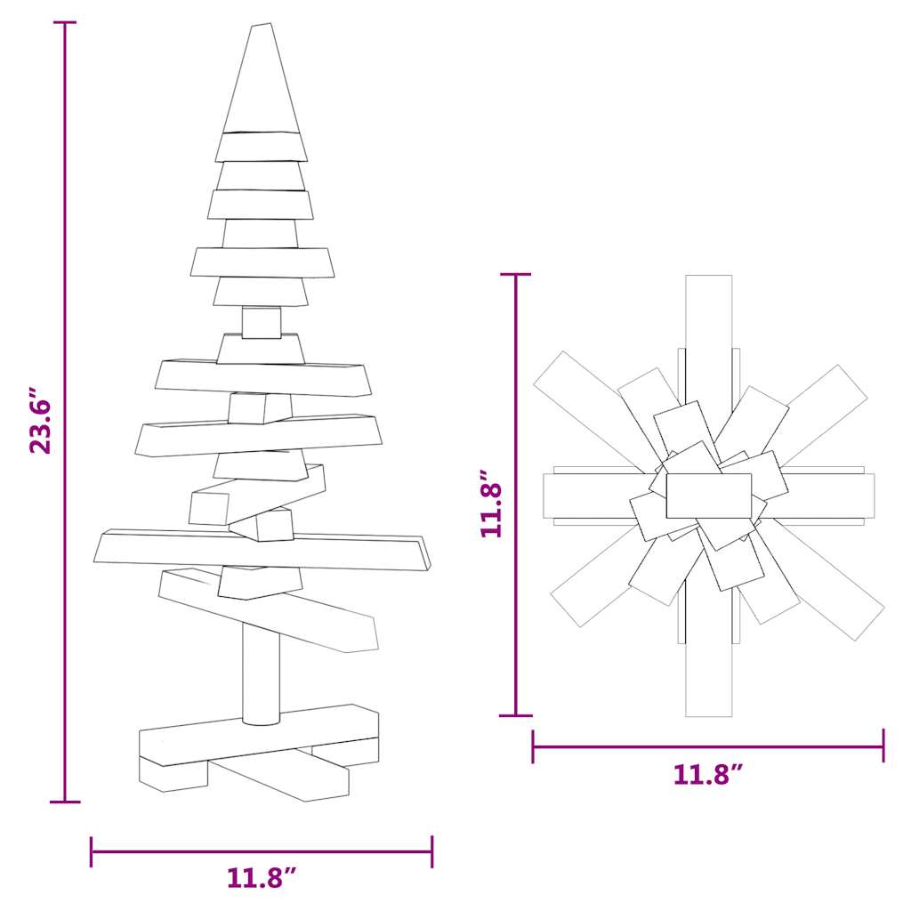 vidaXL Wooden Christmas Tree Solid Pine Wood Natural with Unfinished - Brown - 60 cm