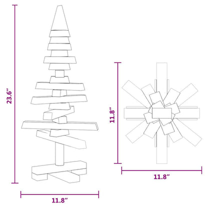 vidaXL Wooden Christmas Tree Solid Pine Wood Natural with Unfinished - Brown - 60 cm