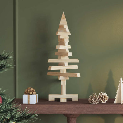 vidaXL Wooden Christmas Tree Solid Pine Wood Natural with Unfinished - Brown - 60 cm