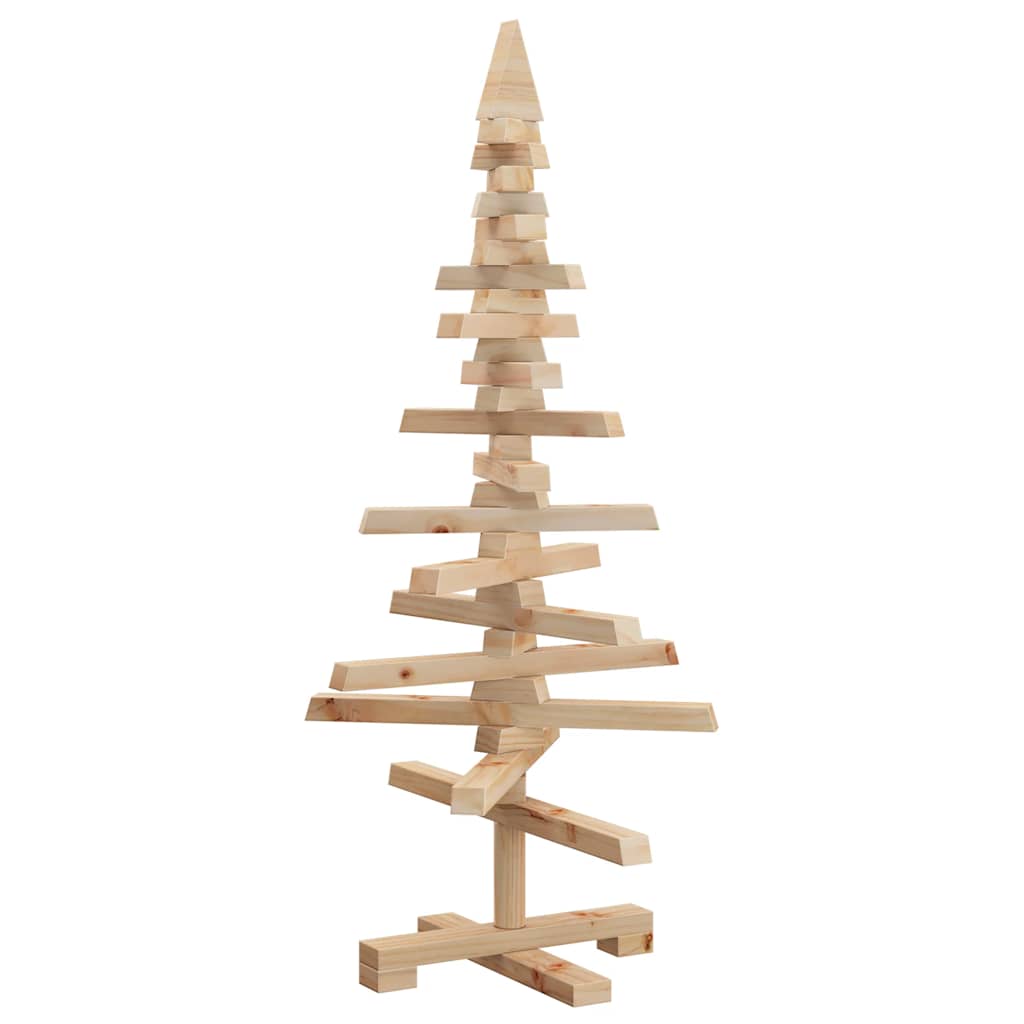 vidaXL Wooden Christmas Tree Solid Pine Wood Natural with Unfinished - Brown - 90 cm