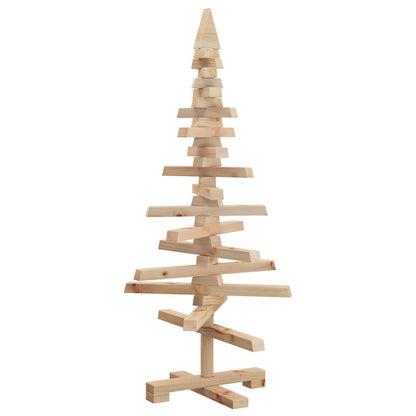 vidaXL Wooden Christmas Tree Solid Pine Wood Natural with Unfinished - Brown - 90 cm