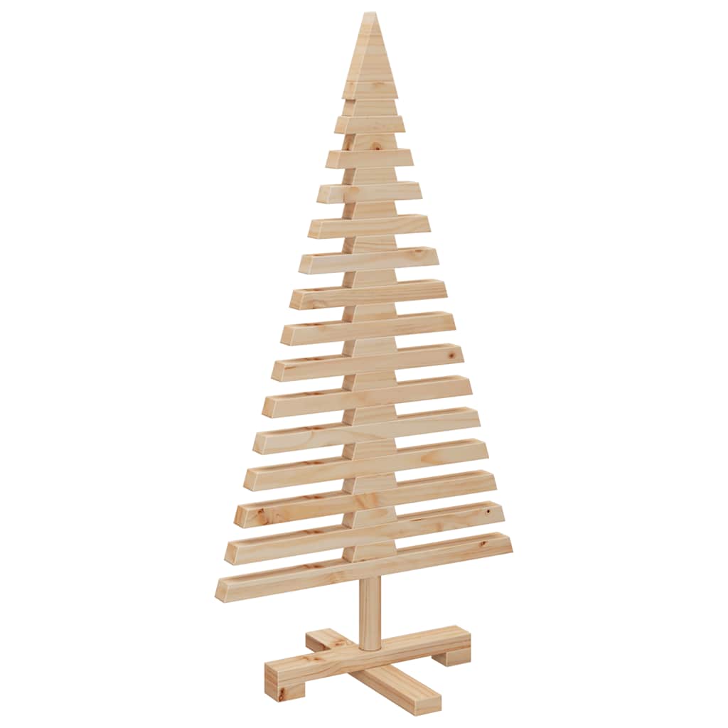 vidaXL Wooden Christmas Tree Solid Pine Wood Natural with Unfinished - Brown - 90 cm