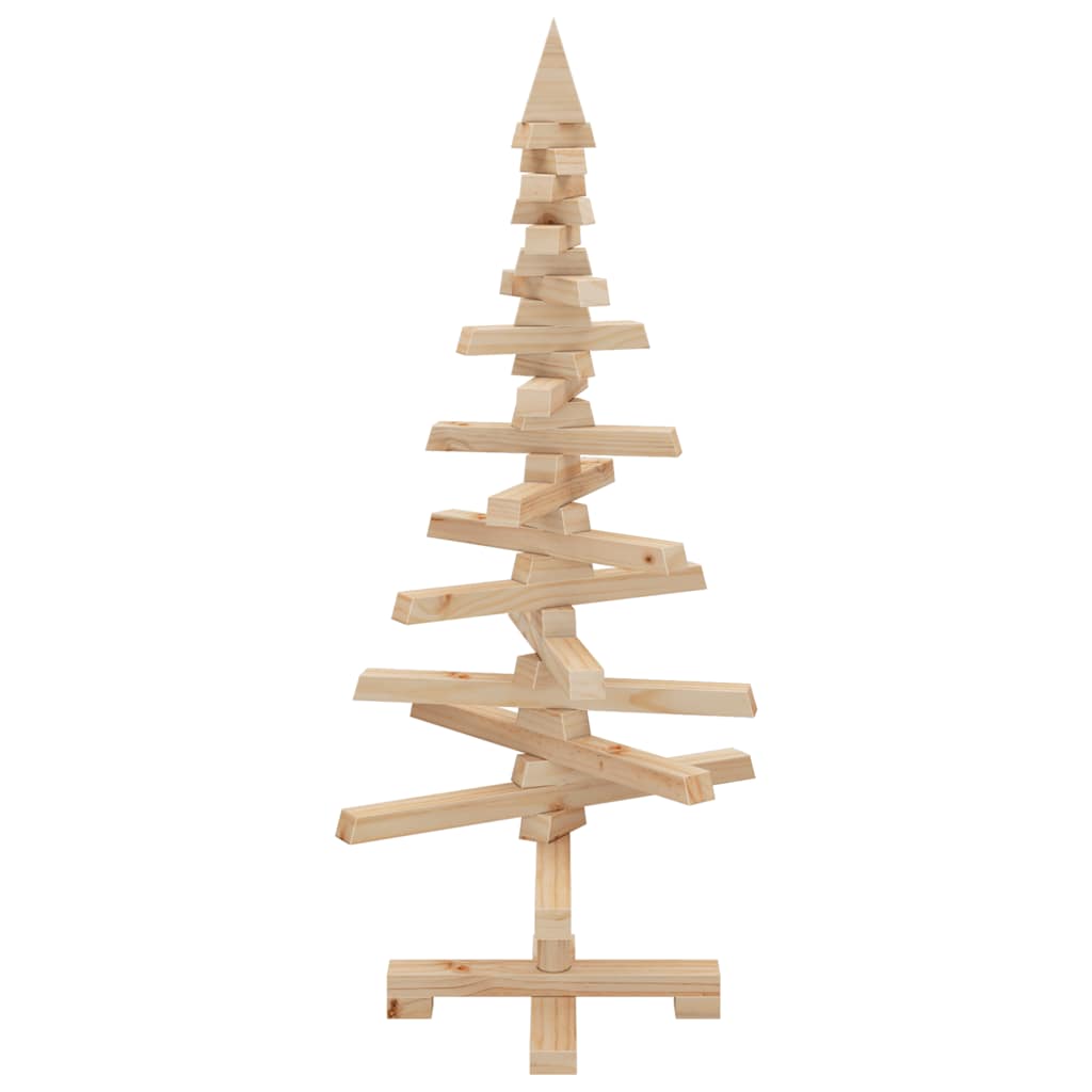 vidaXL Wooden Christmas Tree Solid Pine Wood Natural with Unfinished - Brown - 90 cm