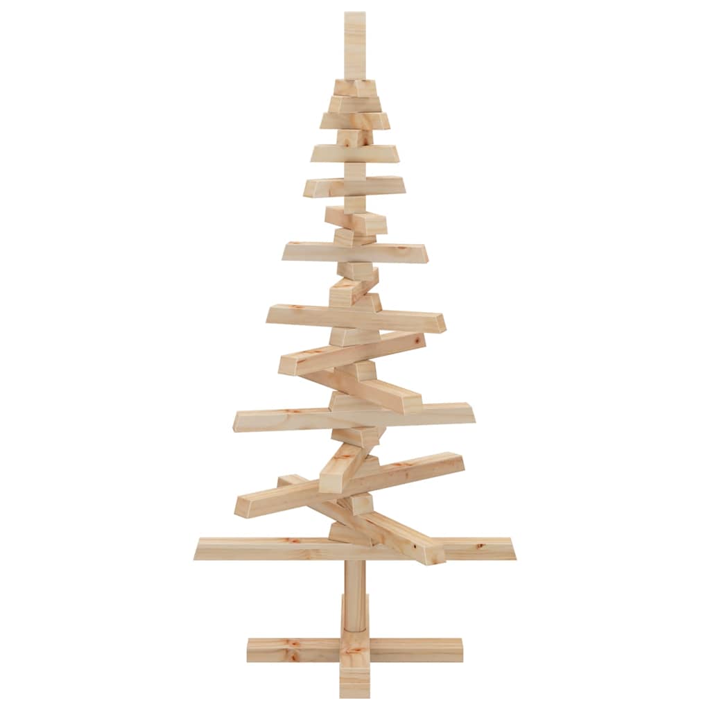 vidaXL Wooden Christmas Tree Solid Pine Wood Natural with Unfinished - Brown - 90 cm