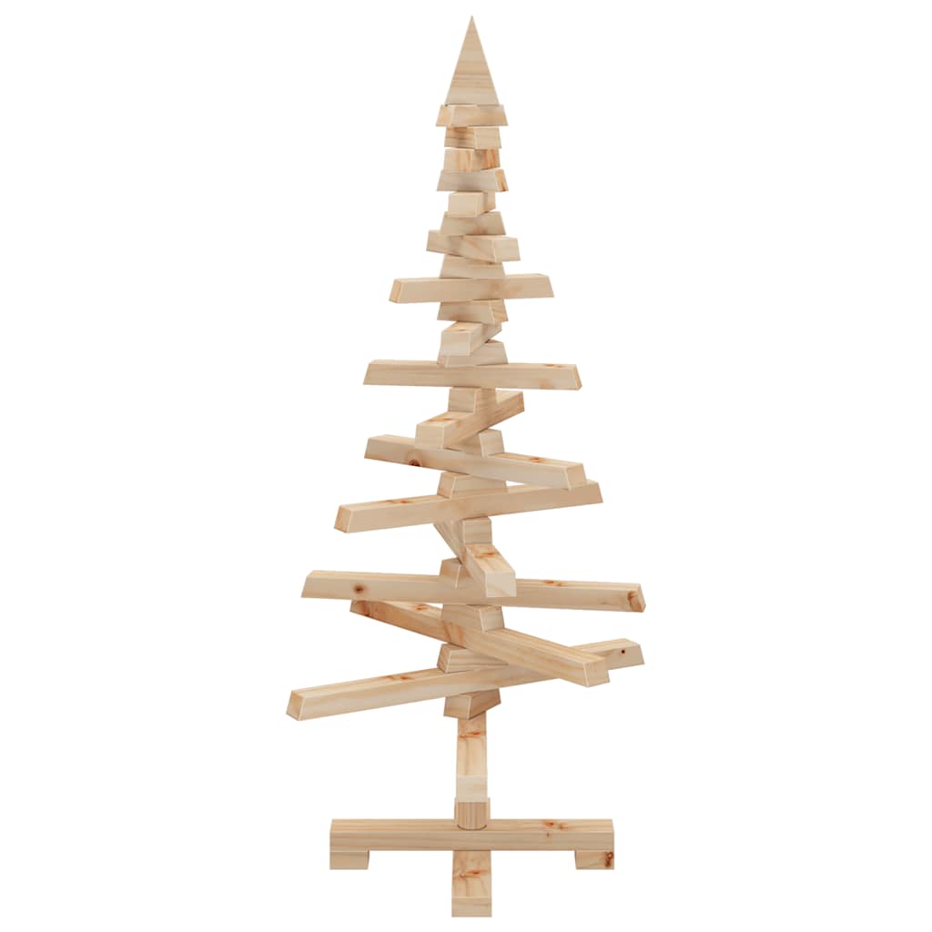 vidaXL Wooden Christmas Tree Solid Pine Wood Natural with Unfinished - Brown - 90 cm