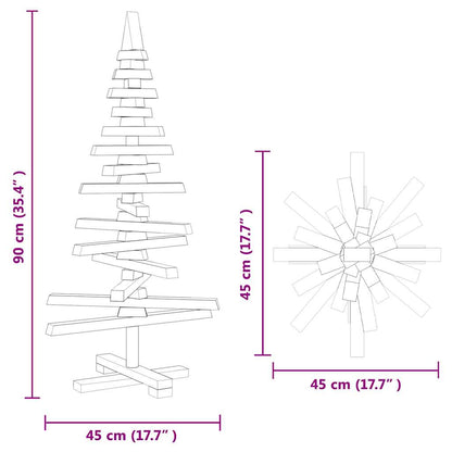vidaXL Wooden Christmas Tree Solid Pine Wood Natural with Unfinished - Brown - 90 cm