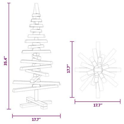 vidaXL Wooden Christmas Tree Solid Pine Wood Natural with Unfinished - Brown - 90 cm