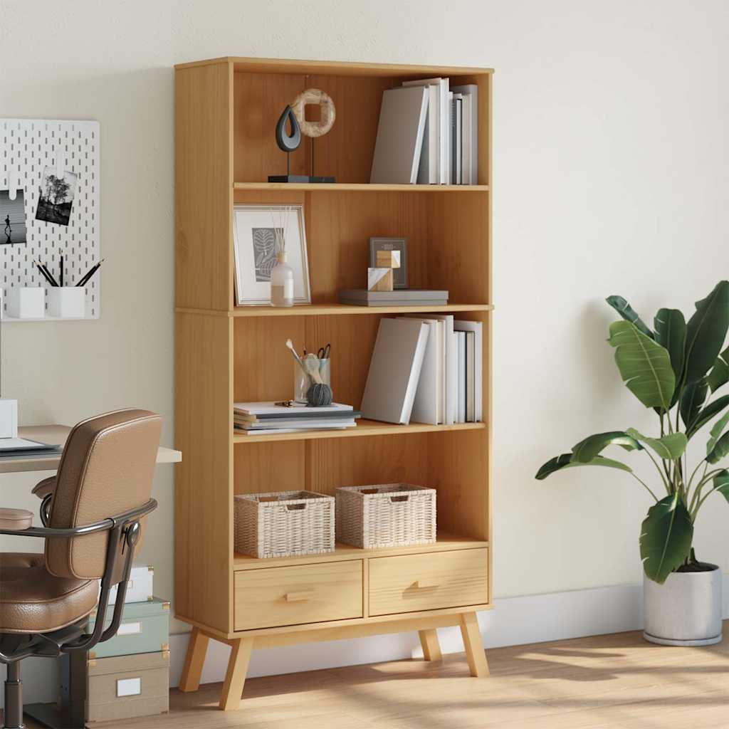 vidaXL Bookcase 4-Tier OLDEN Brown Solid Wood Pine