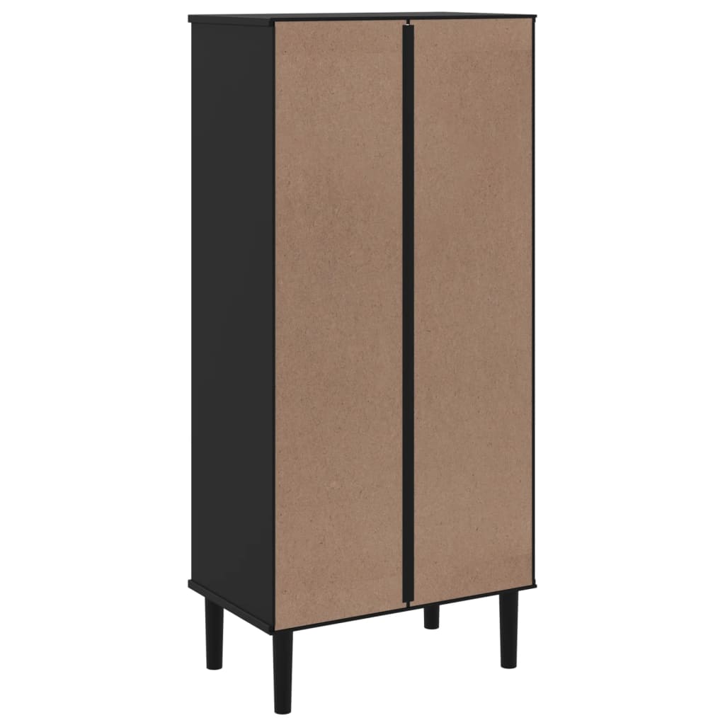 vidaXL Bookcase SENJA Rattan Look Black 60x35x130 cm Solid Wood Pine