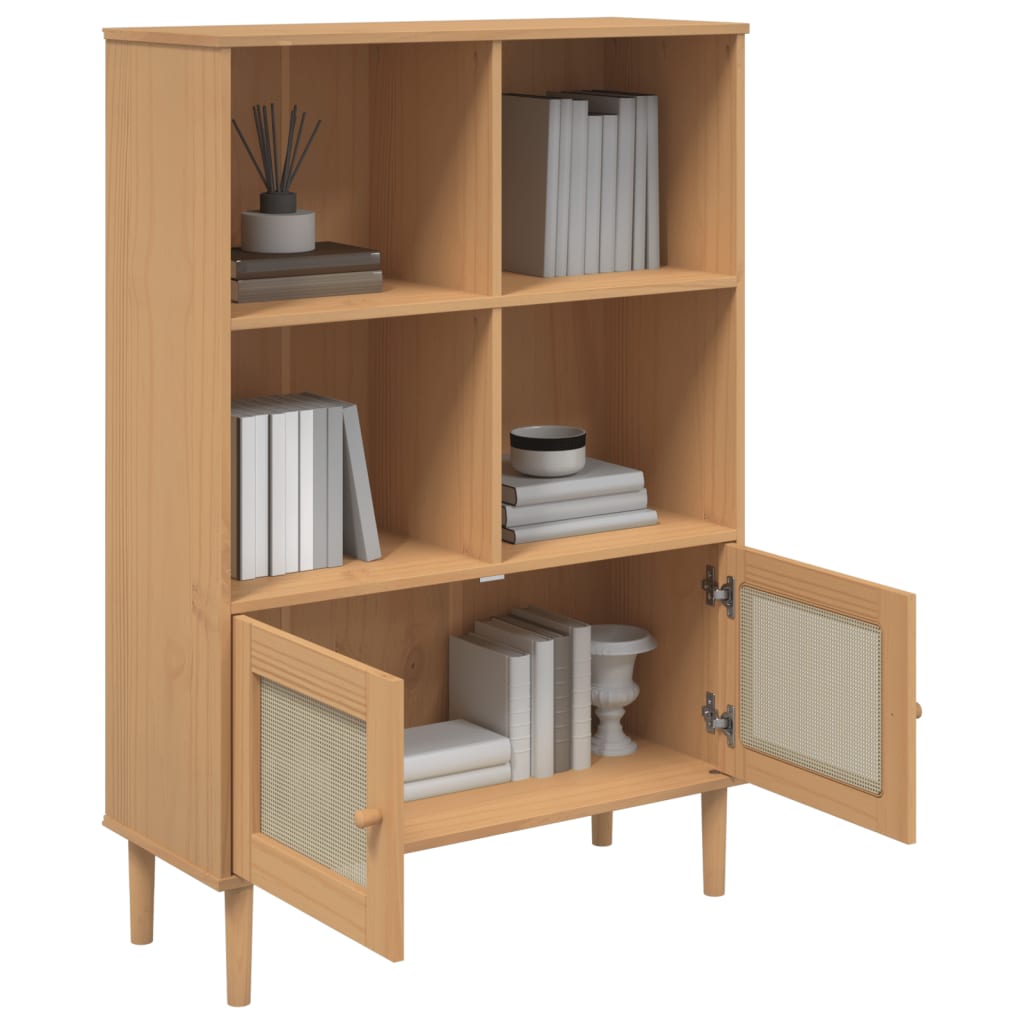 vidaXL Bookcase SENJA Rattan Look Brown 90x35x130 cm Solid Wood Pine