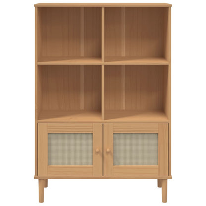 vidaXL Bookcase SENJA Rattan Look Brown 90x35x130 cm Solid Wood Pine