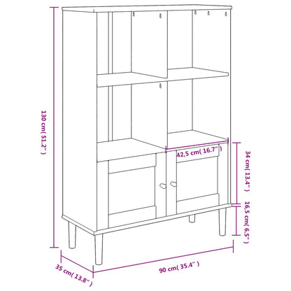 vidaXL Bookcase SENJA Rattan Look Black 90x35x130 cm Solid Wood Pine