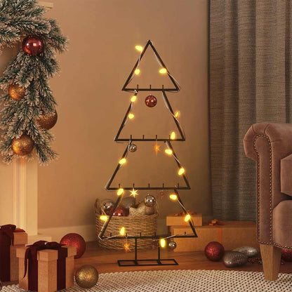 vidaXL Metal Christmas Tree | Black | Powder-coated steel | Medium | Hooks - 125 cm