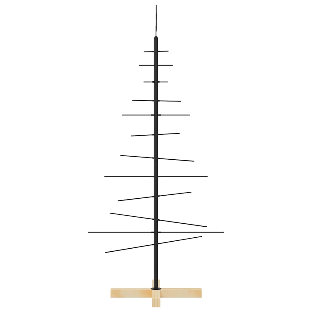 vidaXL Metal Christmas Tree with Wooden Base Black 120 cm