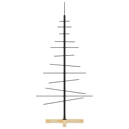 vidaXL Metal Christmas Tree with Wooden Base Black 120 cm