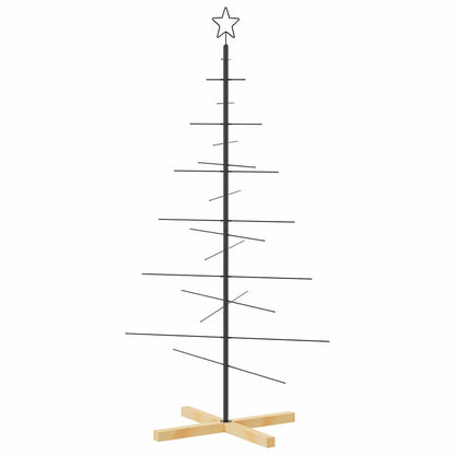 vidaXL Metal Christmas Tree with Wooden Base Black 150 cm