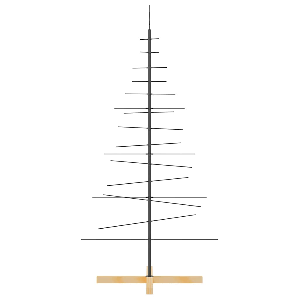 vidaXL Metal Christmas Tree with Wooden Base Black 150 cm