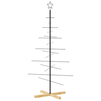 vidaXL Metal Christmas Tree with Wooden Base Black 150 cm