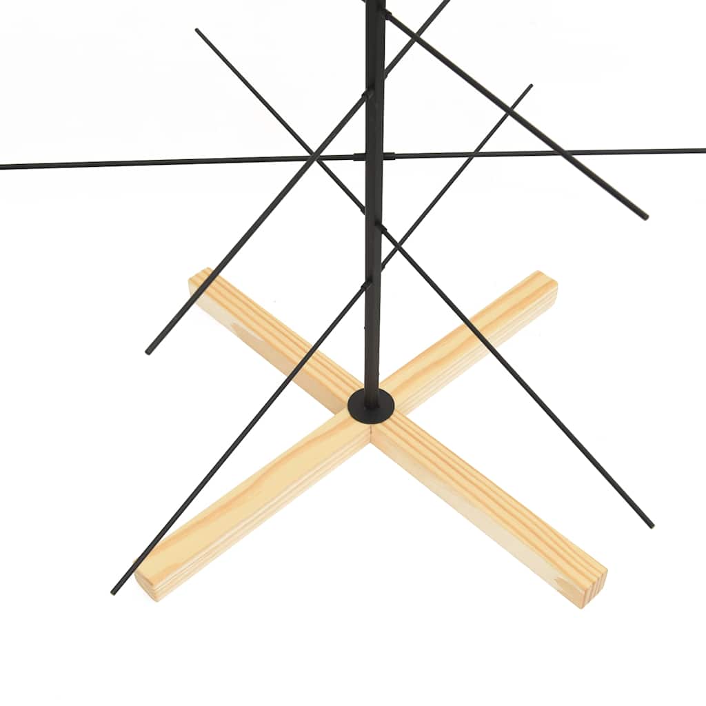 vidaXL Metal Christmas Tree with Wooden Base Black 150 cm