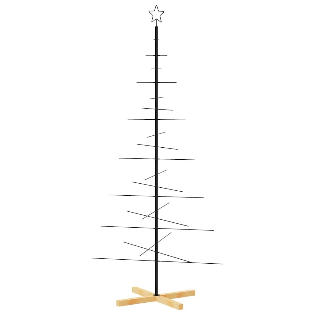 vidaXL Metal Christmas Tree with Wooden Base Black 180 cm