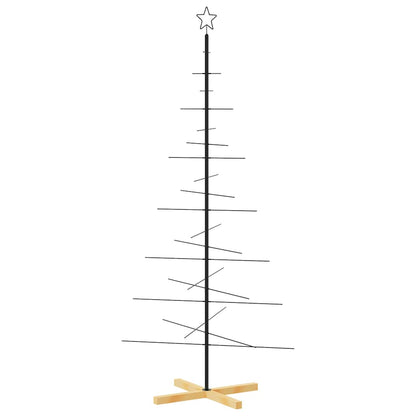 vidaXL Metal Christmas Tree with Wooden Base Black 180 cm