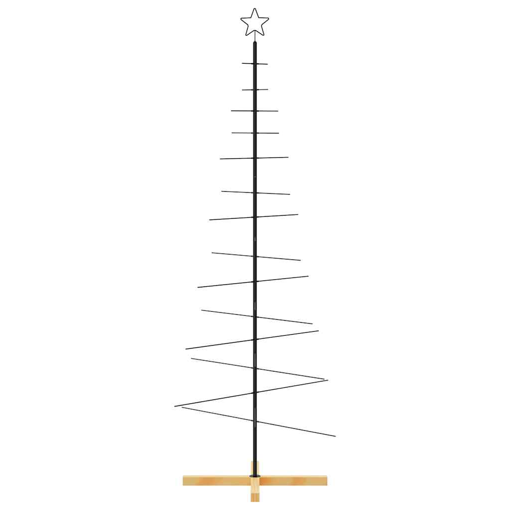 vidaXL Metal Christmas Tree with Wooden Base Black 180 cm