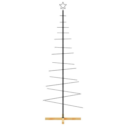 vidaXL Metal Christmas Tree with Wooden Base Black 180 cm