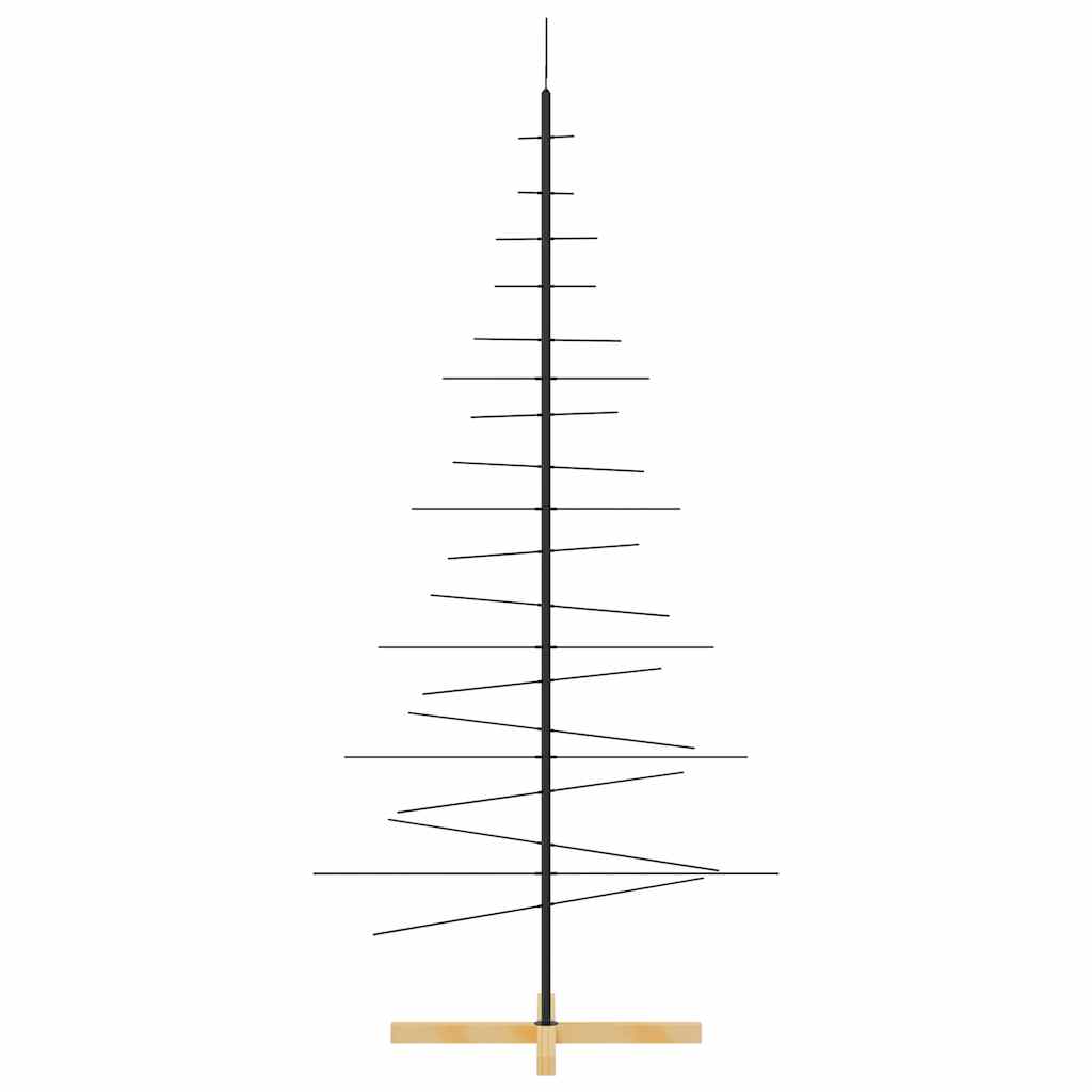 vidaXL Metal Christmas Tree with Wooden Base Black 180 cm