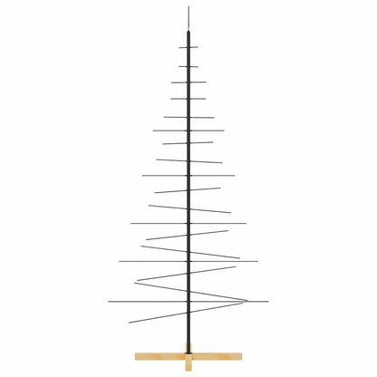 vidaXL Metal Christmas Tree with Wooden Base Black 180 cm