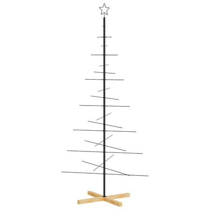 vidaXL Metal Christmas Tree with Wooden Base Black 180 cm