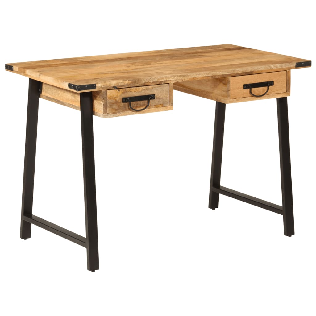 vidaXL Desk with Drawers 105x55x70 cm Solid Wood Mango and Iron - Brown
