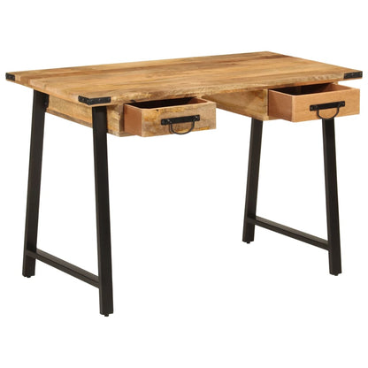 vidaXL Desk with Drawers 105x55x70 cm Solid Wood Mango and Iron - Brown