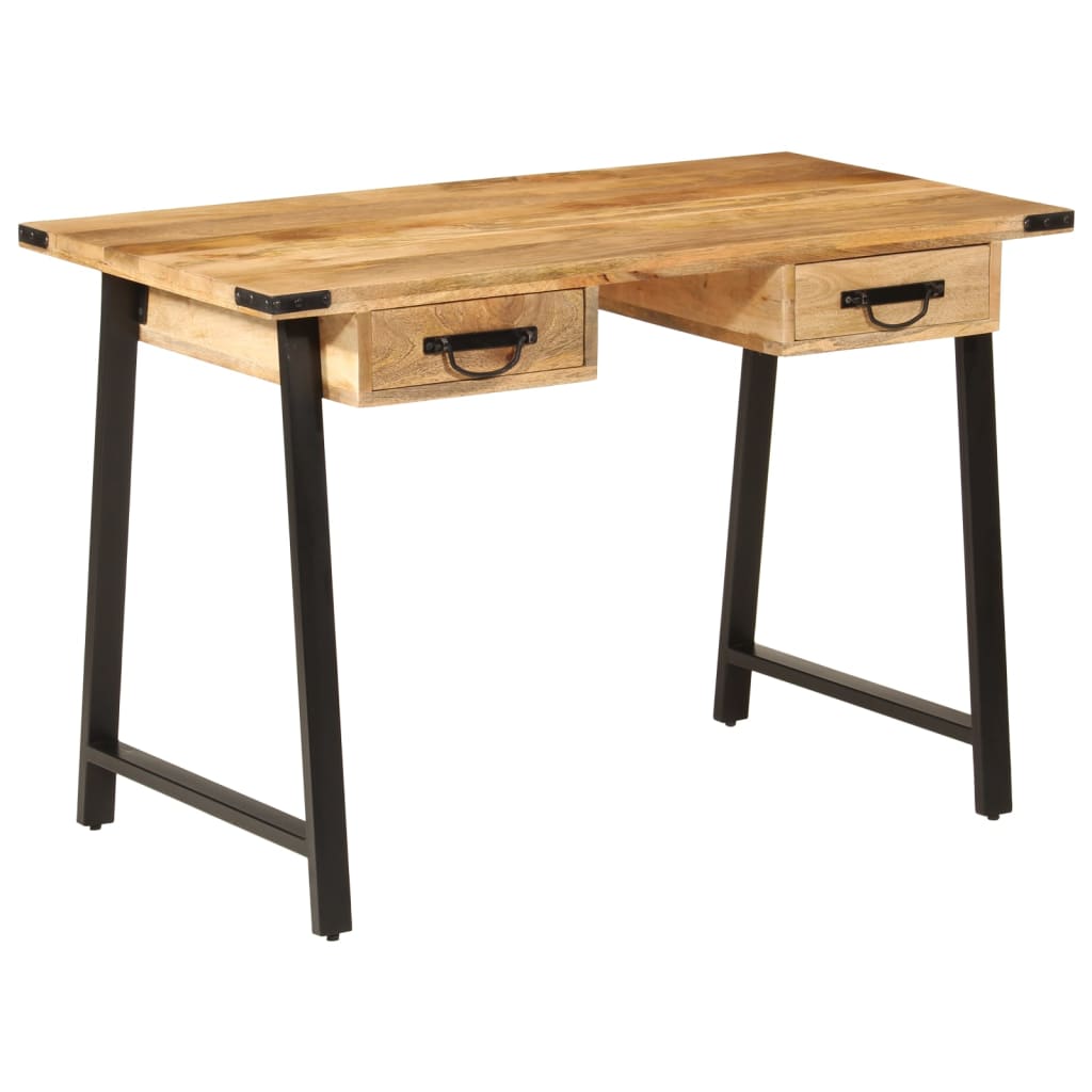 vidaXL Desk with Drawers 105x55x70 cm Solid Wood Mango and Iron - Brown