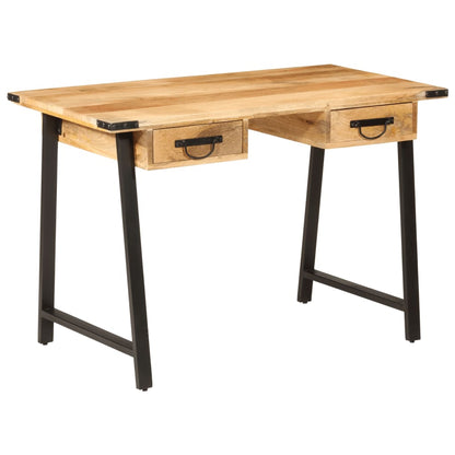 vidaXL Desk with Drawers 105x55x70 cm Solid Wood Mango and Iron - Brown