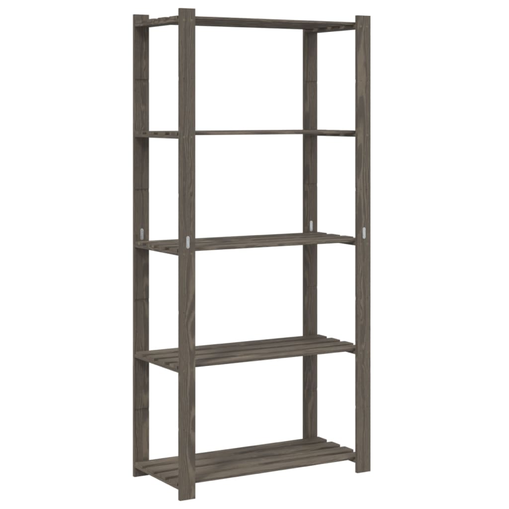 vidaXL 5-Tier Storage Rack Grey 80x38x170 cm Solid Wood Pine