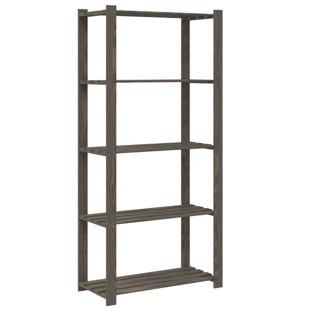 vidaXL 5-Tier Storage Rack Grey 80x38x170 cm Solid Wood Pine