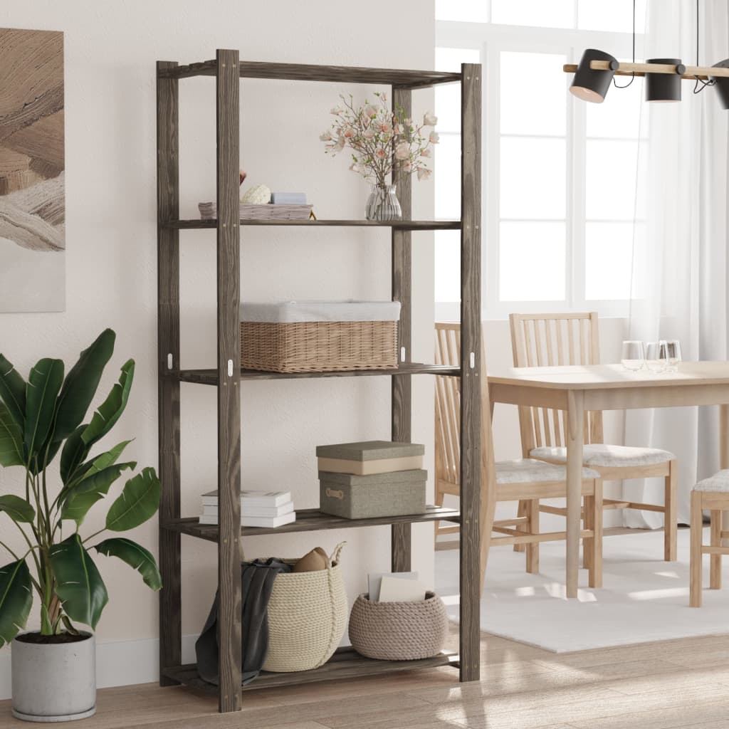 vidaXL 5-Tier Storage Rack Grey 80x38x170 cm Solid Wood Pine