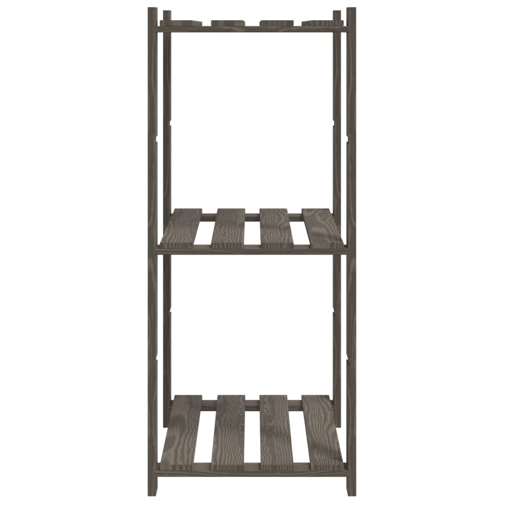 vidaXL 3-Tier Storage Rack Grey 60x38x90 cm Solid Wood Pine