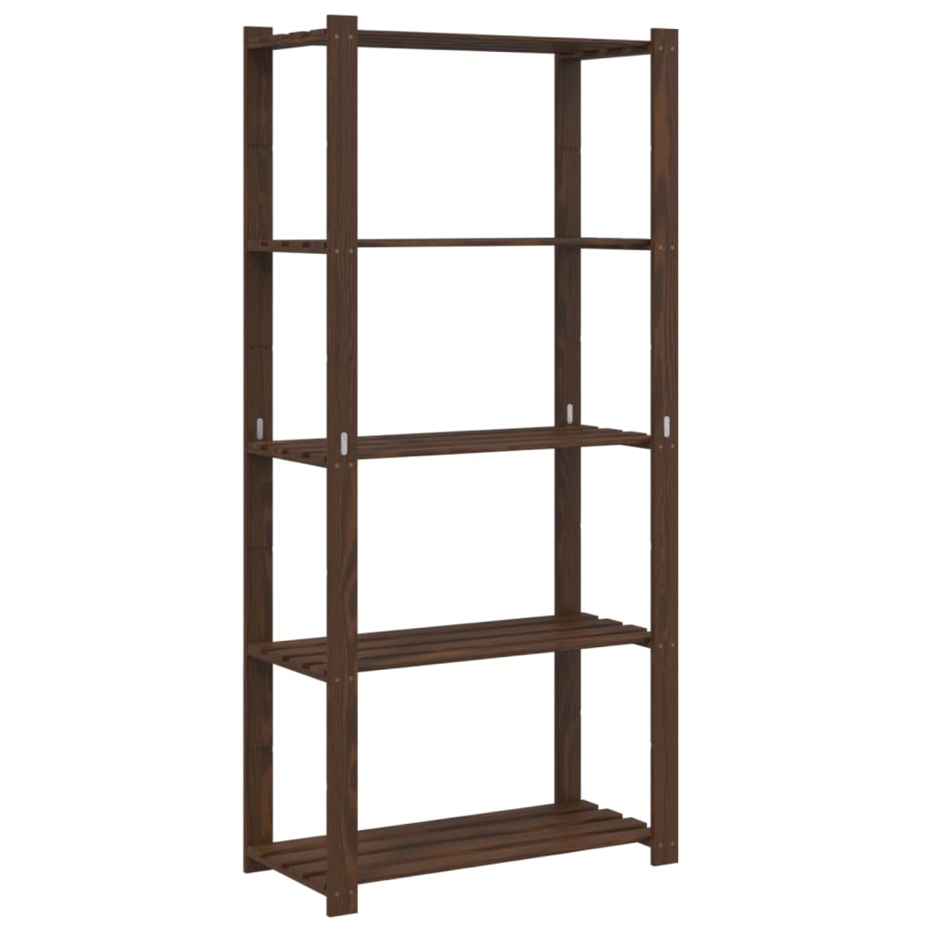 vidaXL 5-Tier Storage Rack Brown 80x38x170 cm Solid Wood Pine