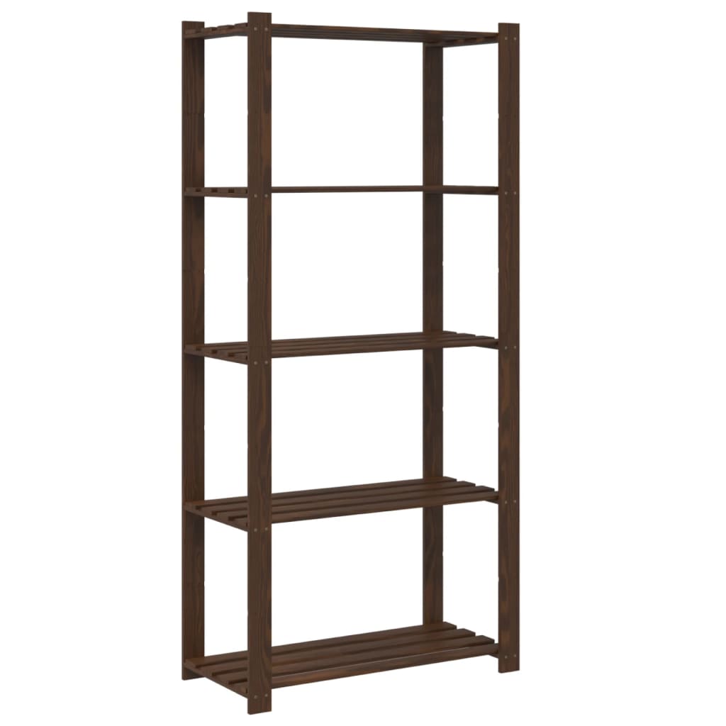 vidaXL 5-Tier Storage Rack Brown 80x38x170 cm Solid Wood Pine