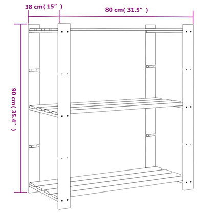 vidaXL 3-Tier Storage Rack Brown 80x38x90 cm Solid Wood Pine