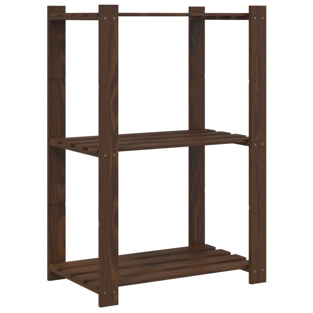 vidaXL 3-Tier Storage Rack Brown 60x38x90 cm Solid Wood Pine