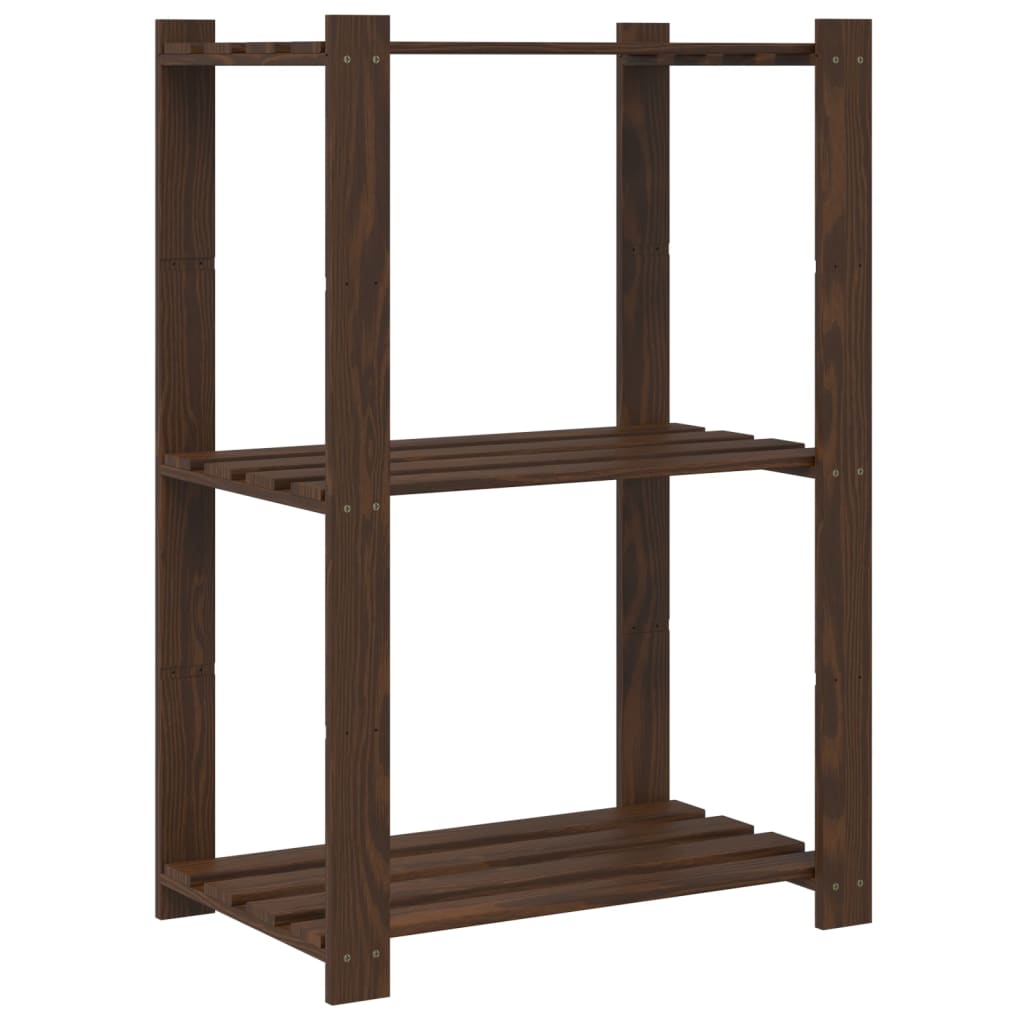 vidaXL 3-Tier Storage Rack Brown 60x38x90 cm Solid Wood Pine