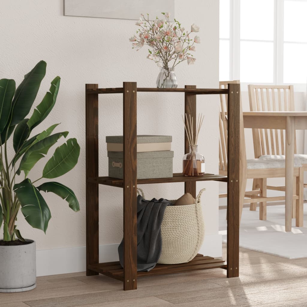 vidaXL 3-Tier Storage Rack Brown 60x38x90 cm Solid Wood Pine