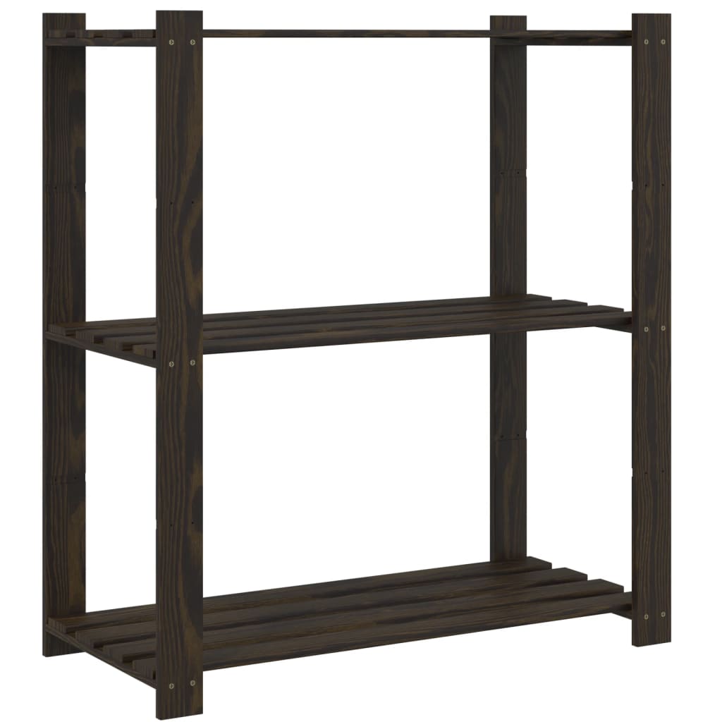 vidaXL 3-Tier Storage Rack Black 80x38x90 cm Solid Wood Pine
