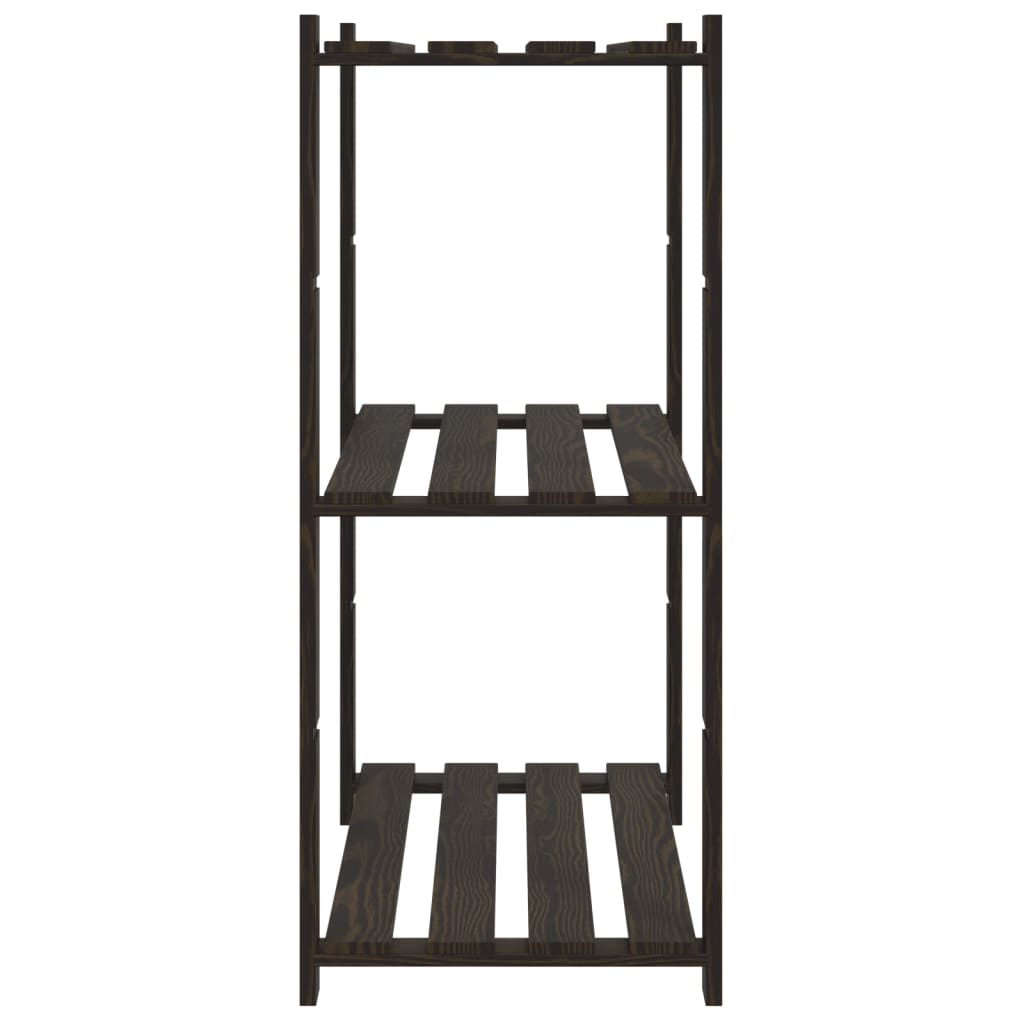 vidaXL 3-Tier Storage Rack Black 80x38x90 cm Solid Wood Pine