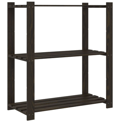 vidaXL 3-Tier Storage Rack Black 80x38x90 cm Solid Wood Pine