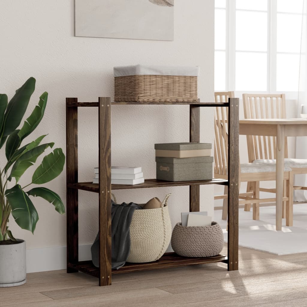 vidaXL 3-Tier Storage Rack Black 80x38x90 cm Solid Wood Pine