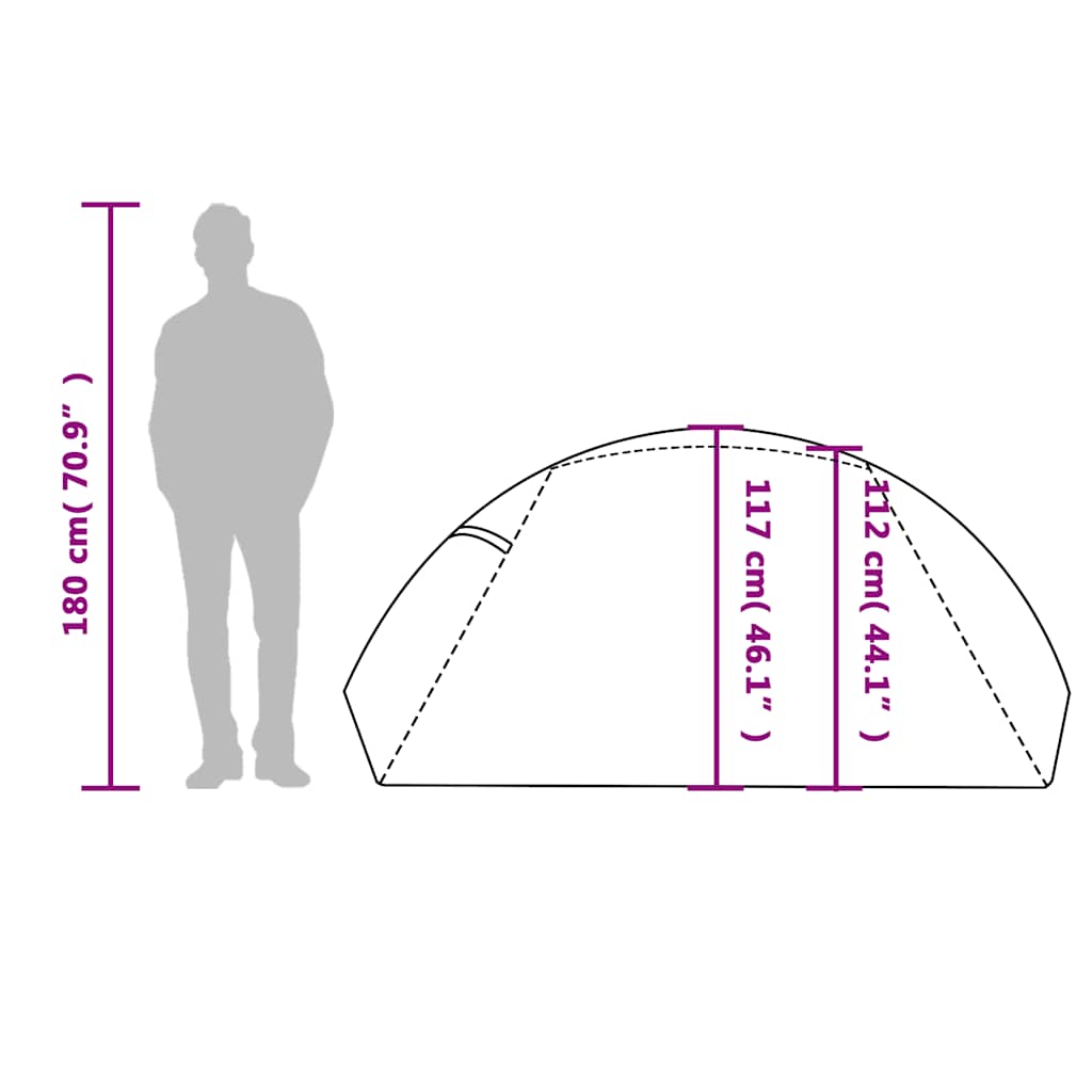vidaXL Camping Tent Dome 2-Person Grey and Orange Waterproof